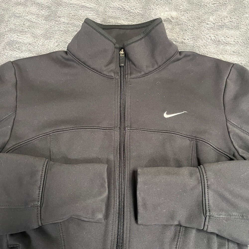 Nike Therma-FIT Women Black Full Zip Track Jacket Mock‎ Neck 388388-010 Size S